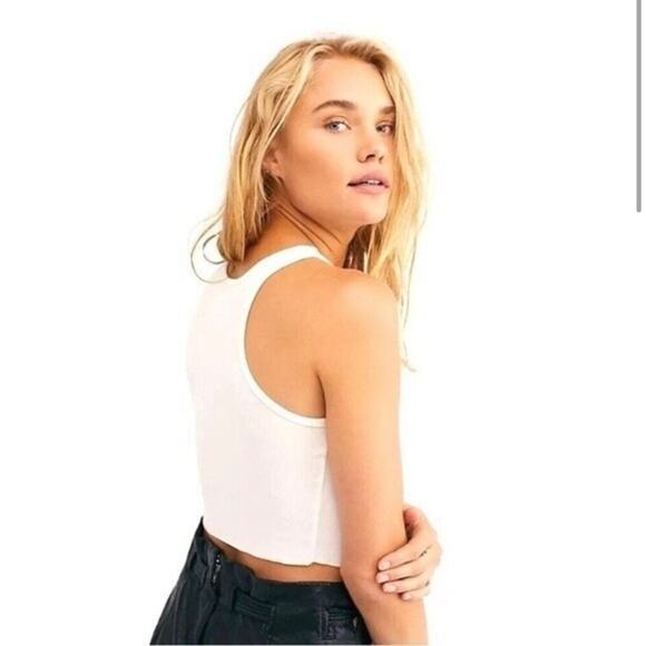 NWOT Free People Intimately High Neck Ribbed Racerback Crop Top White - Picture 4 of 11
